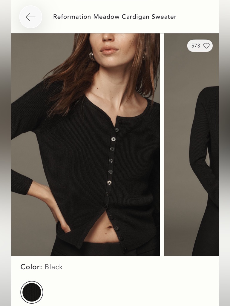 Reformation Black Ribbed Button-Up Cardigan